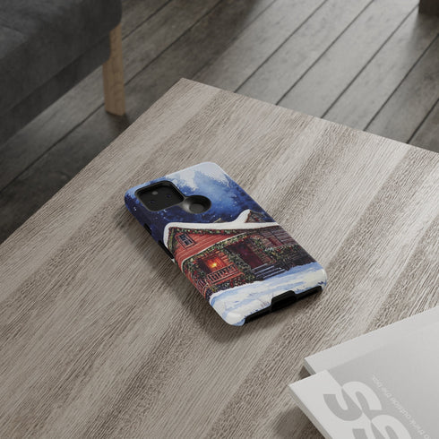 Cozy Christmas Cabin in the Snow - Impact Resistant Phone Case